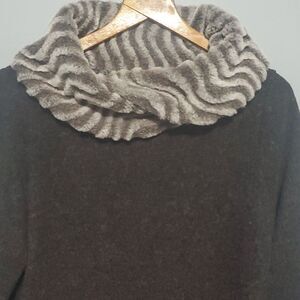 Quiet Luxury Designer sweater women's size small S greyish brown tan cowl neck